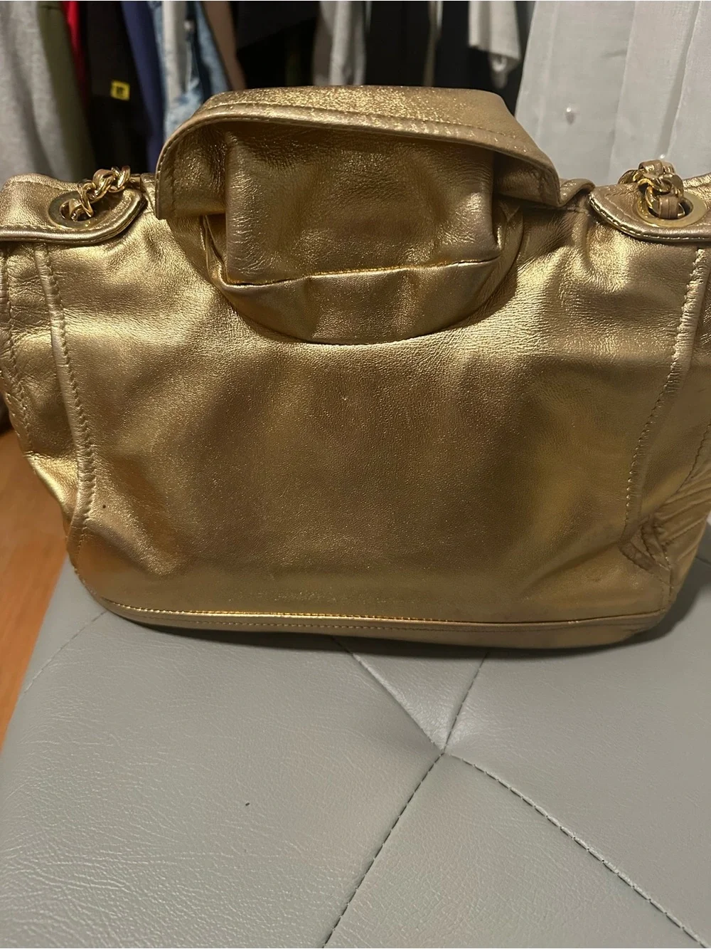 Moschino Gold Moto Jacket Crossbody Bag